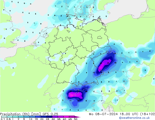 Z500/Rain (+SLP)/Z850 GFS 0.25 星期一 08.07.2024 00 UTC