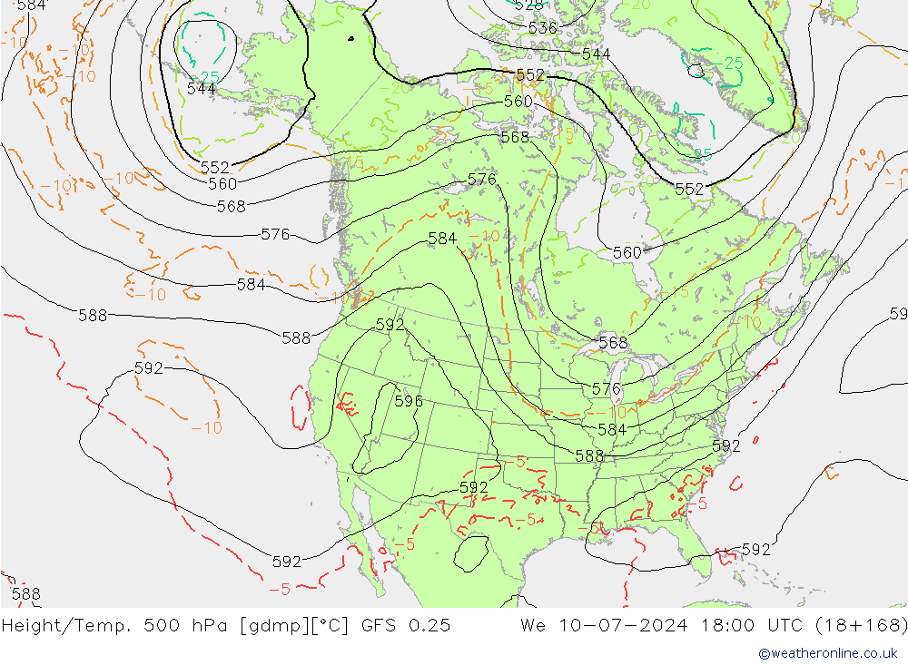 Z500/Regen(+SLP)/Z850 GFS 0.25 wo 10.07.2024 18 UTC