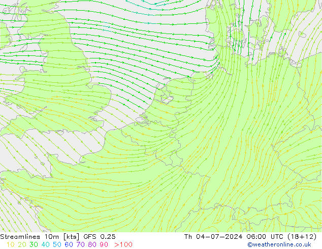 风 10m GFS 0.25 星期四 04.07.2024 06 UTC