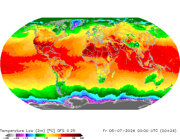 Min.temperatuur (2m) GFS 0.25 vr 05.07.2024 00 UTC