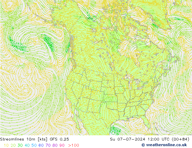 风 10m GFS 0.25 星期日 07.07.2024 12 UTC