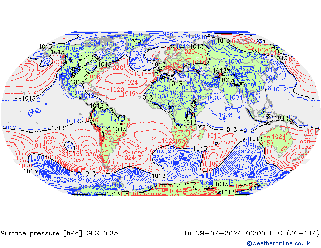 GFS 0.25: 星期二 09.07.2024 00 UTC
