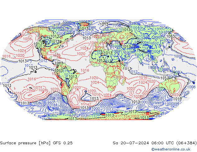 GFS 0.25: 星期六 20.07.2024 06 UTC
