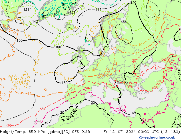 Z500/Rain (+SLP)/Z850 GFS 0.25 星期五 12.07.2024 00 UTC