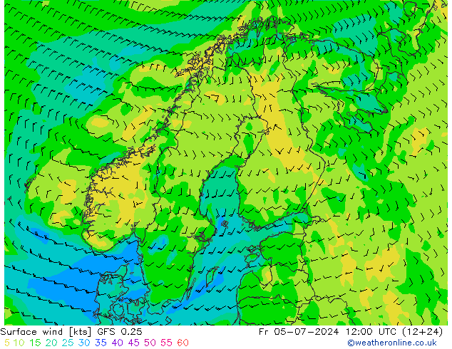 风 10 米 GFS 0.25 星期五 05.07.2024 12 UTC