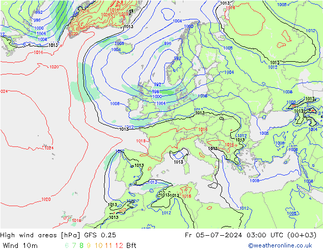 High wind areas GFS 0.25 星期五 05.07.2024 03 UTC