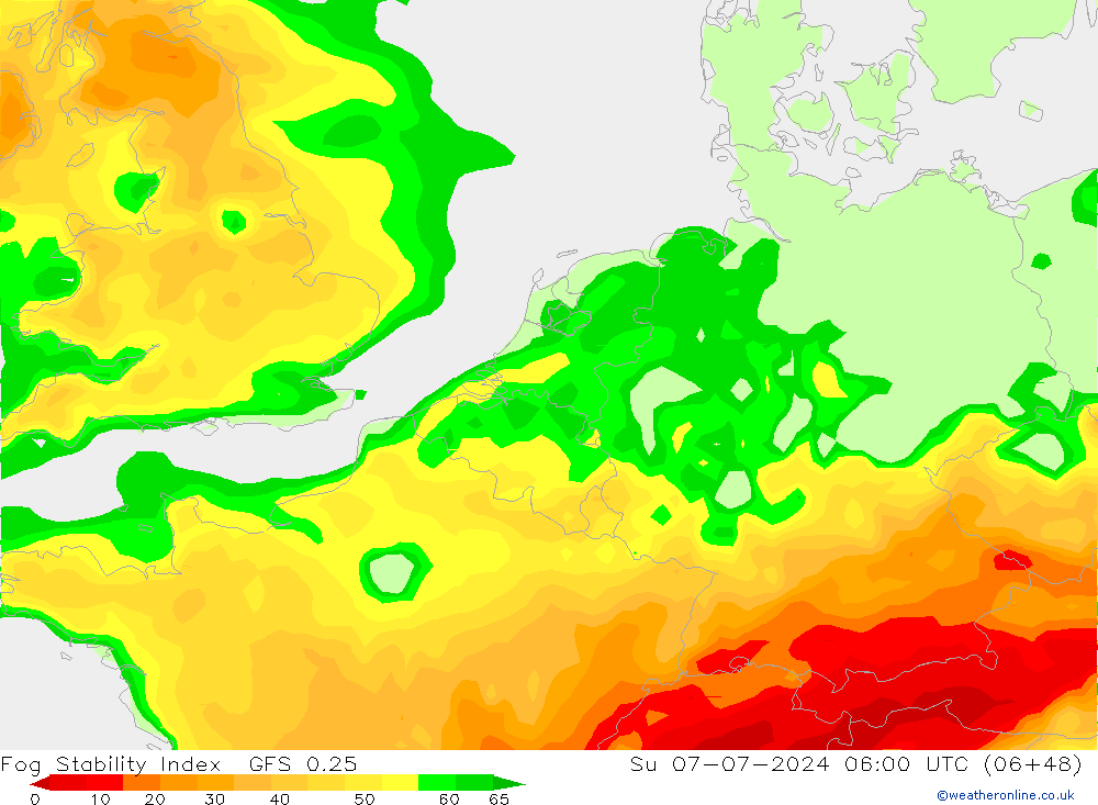 Fog Stability Index GFS 0.25 星期日 07.07.2024 06 UTC