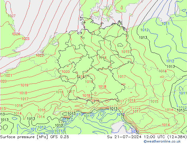 地面气压 GFS 0.25 星期日 21.07.2024 12 UTC