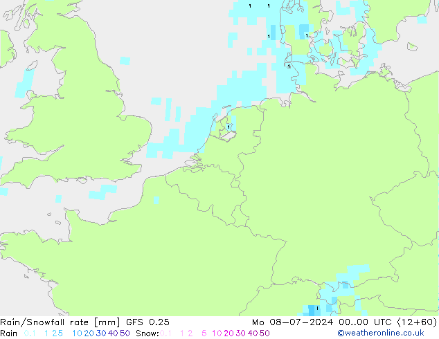 Regen/Sneeuwval GFS 0.25 ma 08.07.2024 00 UTC