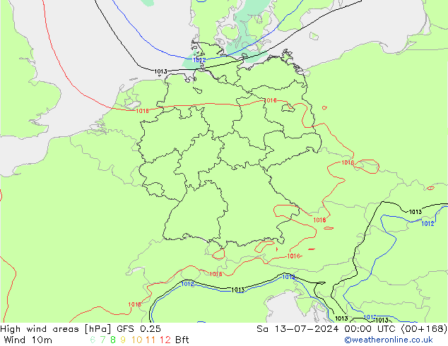 Windvelden GFS 0.25 za 13.07.2024 00 UTC