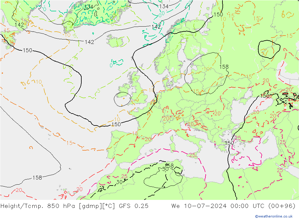 Z500/Regen(+SLP)/Z850 GFS 0.25 wo 10.07.2024 00 UTC