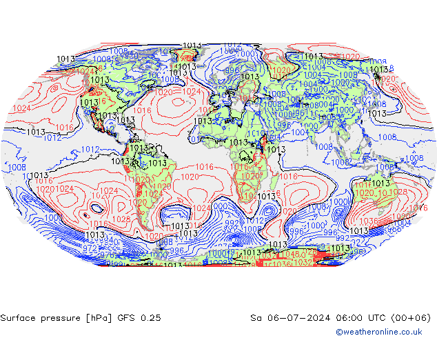 GFS 0.25: 星期六 06.07.2024 06 UTC