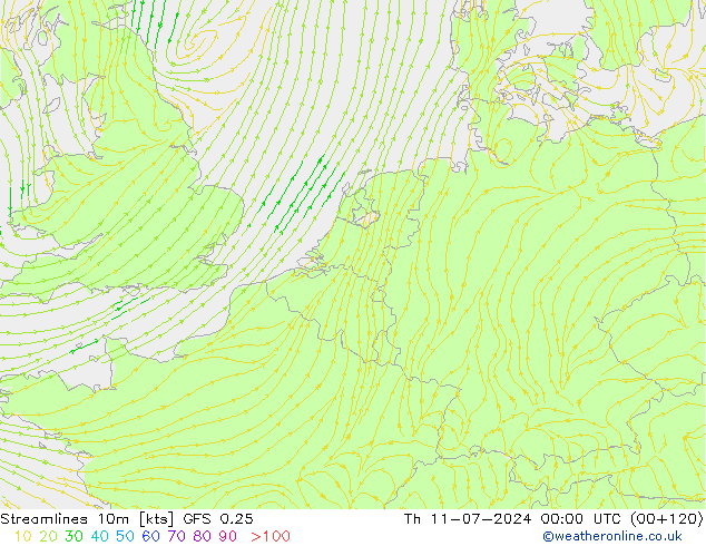 风 10m GFS 0.25 星期四 11.07.2024 00 UTC