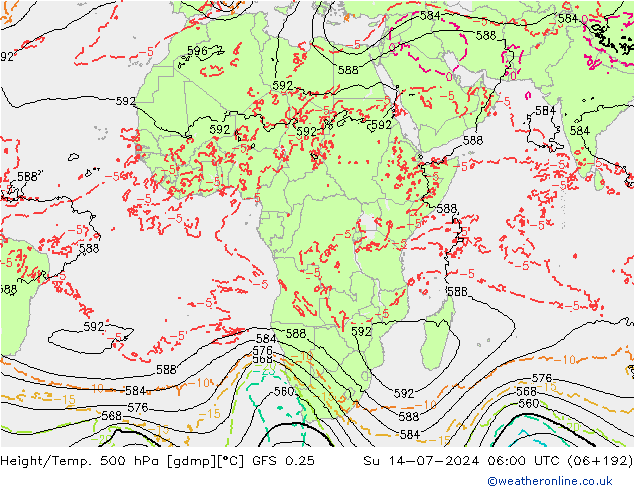 Z500/Regen(+SLP)/Z850 GFS 0.25 zo 14.07.2024 06 UTC