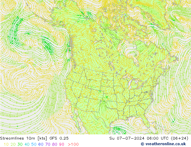 风 10m GFS 0.25 星期日 07.07.2024 06 UTC