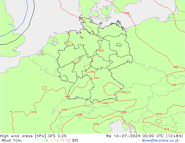 Windvelden GFS 0.25 wo 10.07.2024 00 UTC