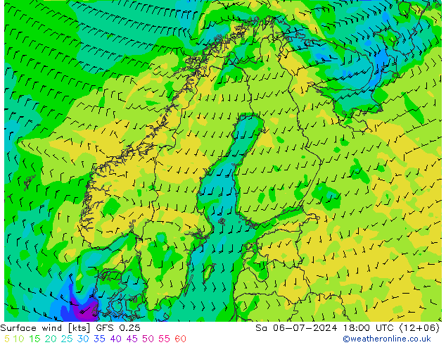 风 10 米 GFS 0.25 星期六 06.07.2024 18 UTC