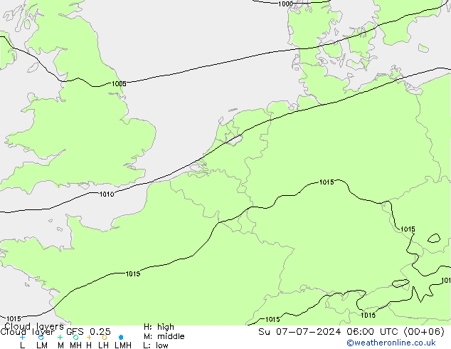 Wolkenlagen GFS 0.25 zo 07.07.2024 06 UTC