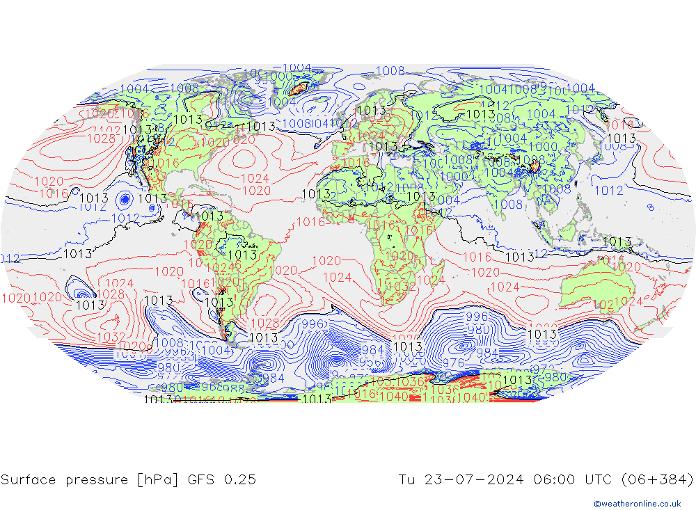 Luchtdruk (Grond) GFS 0.25 di 23.07.2024 06 UTC