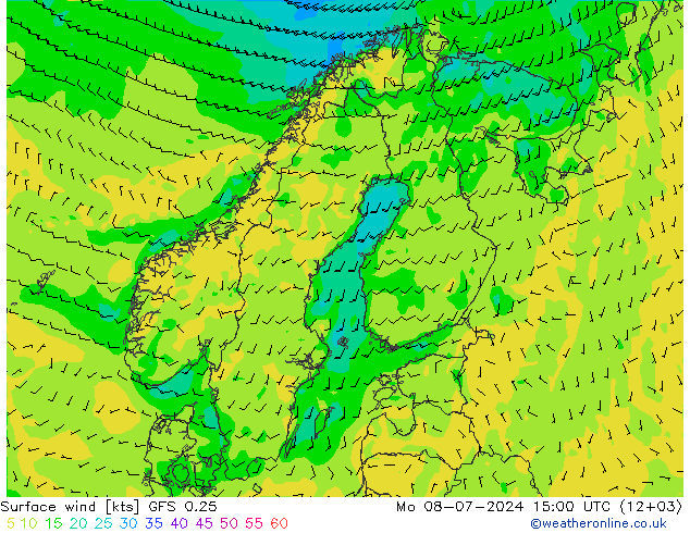 风 10 米 GFS 0.25 星期一 08.07.2024 15 UTC