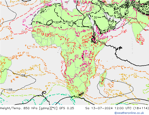 Z500/Regen(+SLP)/Z850 GFS 0.25 za 13.07.2024 12 UTC