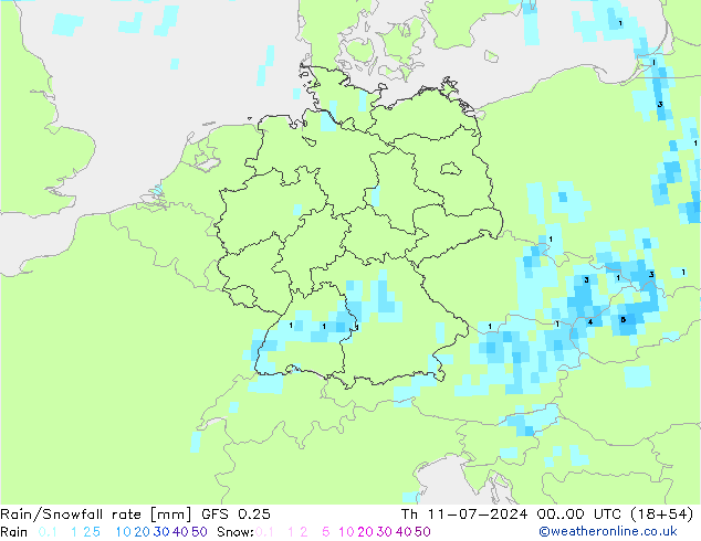 Regen/Sneeuwval GFS 0.25 do 11.07.2024 00 UTC