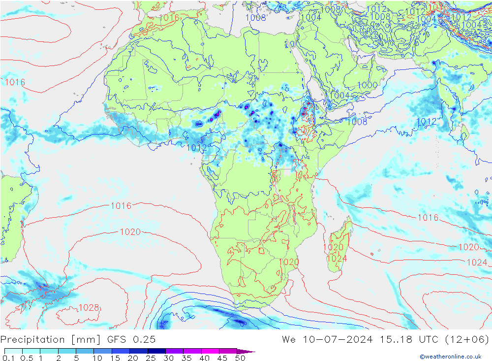 Neerslag GFS 0.25 wo 10.07.2024 18 UTC