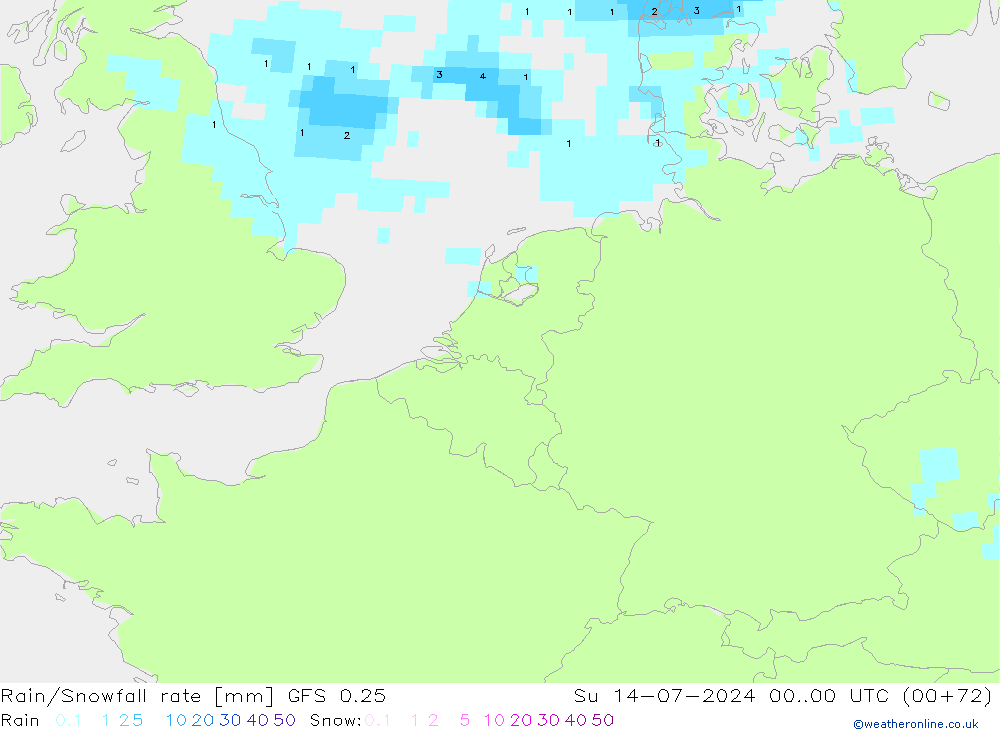 Regen/Sneeuwval GFS 0.25 zo 14.07.2024 00 UTC