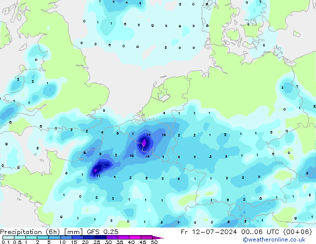 Z500/Rain (+SLP)/Z850 GFS 0.25 星期五 12.07.2024 06 UTC