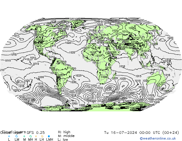 Wolkenlagen GFS 0.25 di 16.07.2024 00 UTC