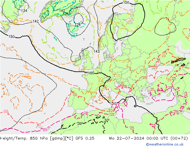 Z500/Regen(+SLP)/Z850 GFS 0.25 ma 22.07.2024 00 UTC
