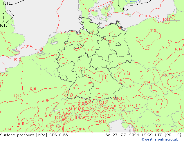地面气压 GFS 0.25 星期六 27.07.2024 12 UTC