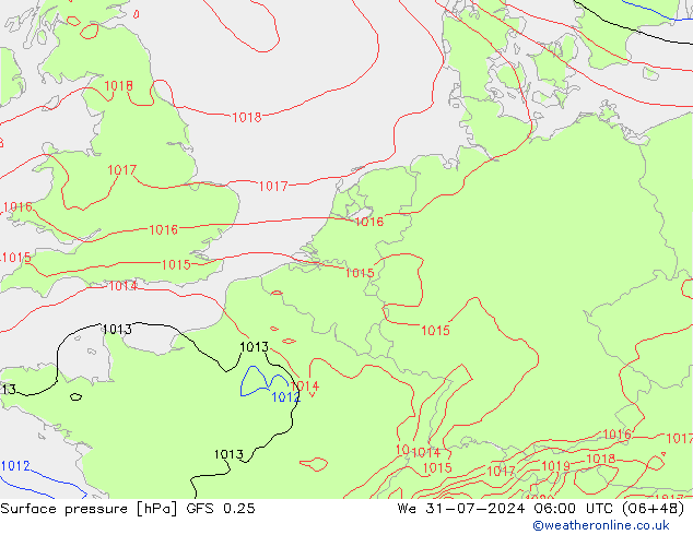 GFS 0.25: wo 31.07.2024 06 UTC