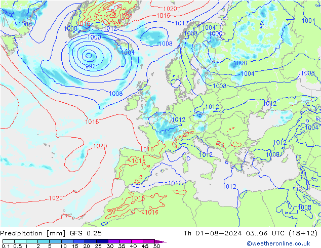 GFS 0.25: 星期四 01.08.2024 06 UTC