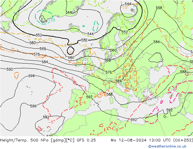 Z500/Regen(+SLP)/Z850 GFS 0.25 ma 12.08.2024 12 UTC