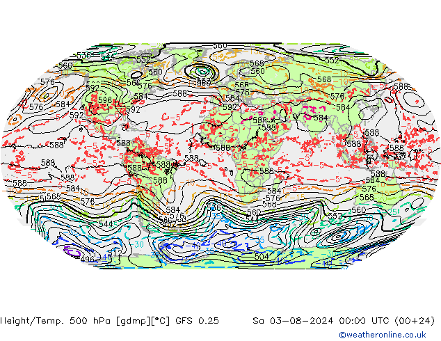 Z500/Regen(+SLP)/Z850 GFS 0.25 za 03.08.2024 00 UTC