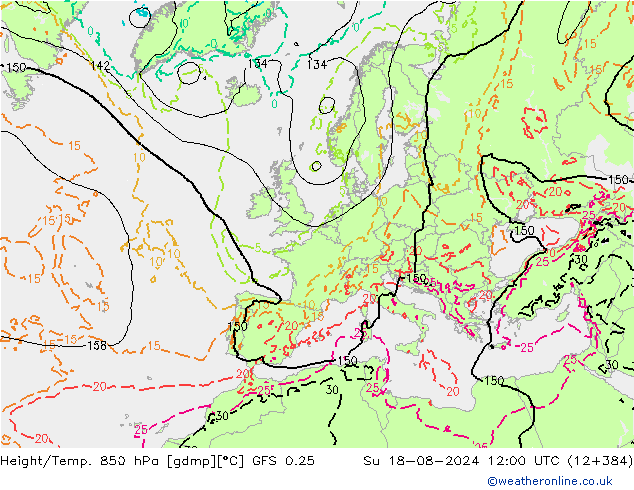 Z500/Regen(+SLP)/Z850 GFS 0.25 zo 18.08.2024 12 UTC