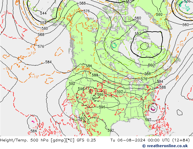 Z500/Regen(+SLP)/Z850 GFS 0.25 di 06.08.2024 00 UTC