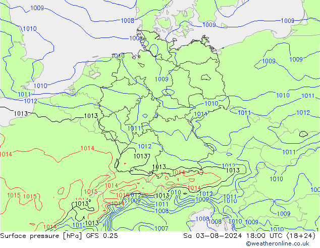 GFS 0.25: 星期六 03.08.2024 18 UTC