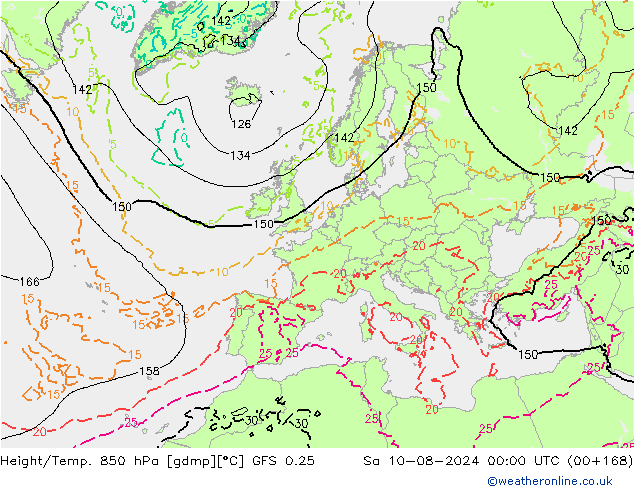 Z500/Regen(+SLP)/Z850 GFS 0.25 za 10.08.2024 00 UTC