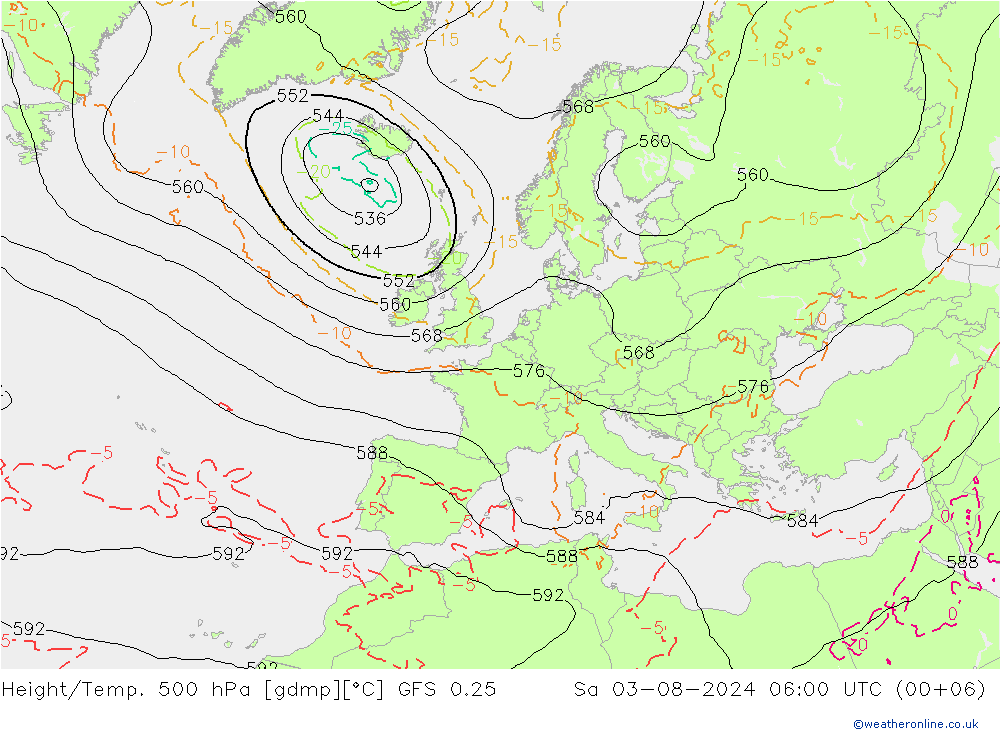 Z500/Rain (+SLP)/Z850 GFS 0.25 星期六 03.08.2024 06 UTC