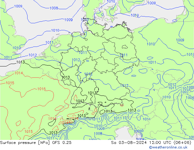 Luchtdruk (Grond) GFS 0.25 za 03.08.2024 12 UTC