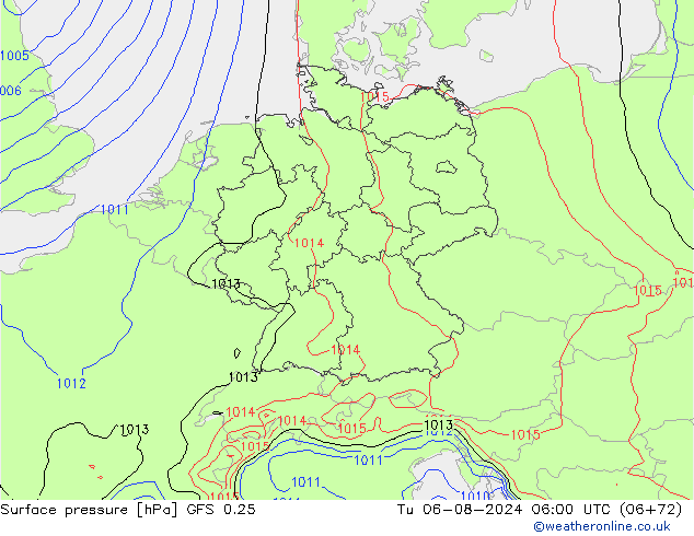 GFS 0.25: 星期二 06.08.2024 06 UTC