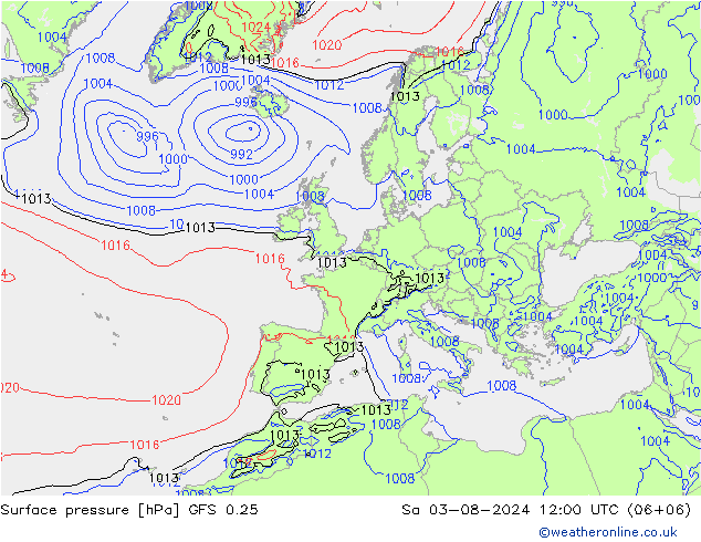 GFS 0.25: za 03.08.2024 12 UTC