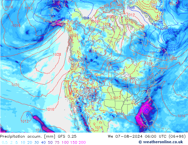 Totale neerslag GFS 0.25 wo 07.08.2024 06 UTC