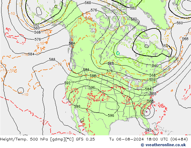 Z500/Regen(+SLP)/Z850 GFS 0.25 di 06.08.2024 18 UTC