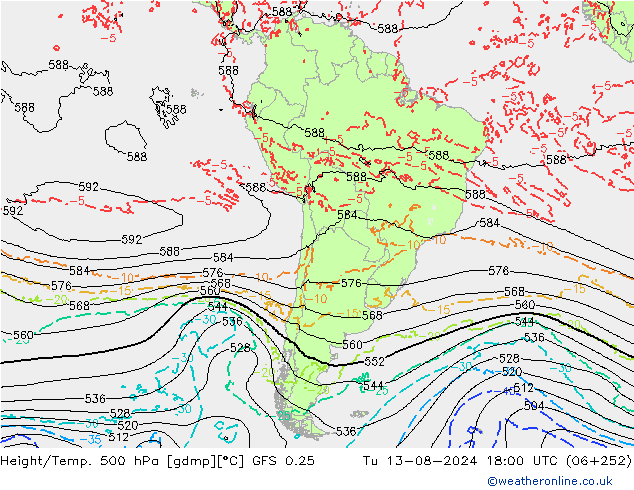 Z500/Regen(+SLP)/Z850 GFS 0.25 di 13.08.2024 18 UTC