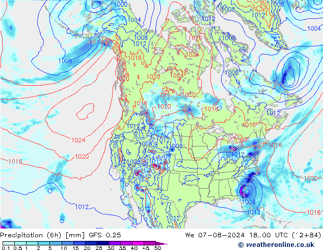 Z500/Regen(+SLP)/Z850 GFS 0.25 wo 07.08.2024 00 UTC