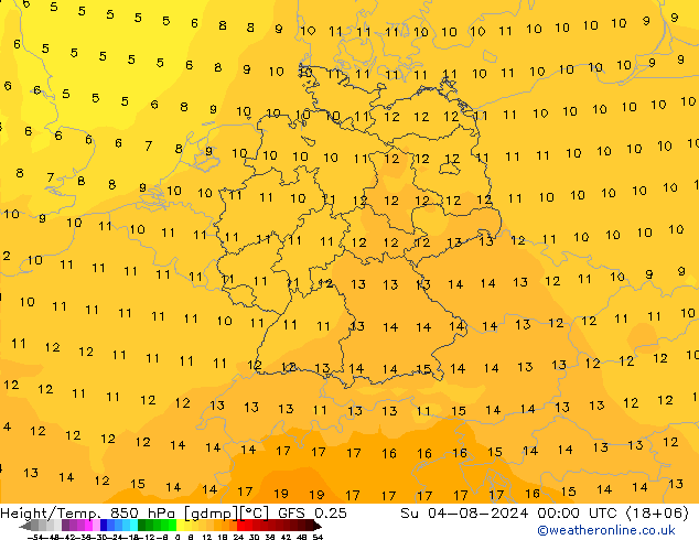 Z500/Rain (+SLP)/Z850 GFS 0.25 星期日 04.08.2024 00 UTC