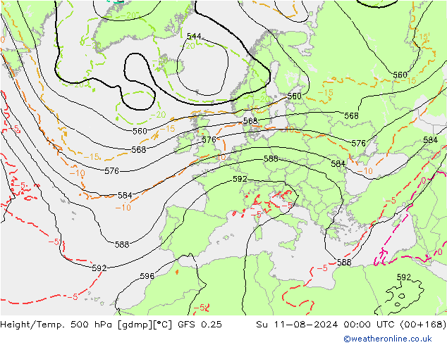 Z500/Rain (+SLP)/Z850 GFS 0.25 星期日 11.08.2024 00 UTC